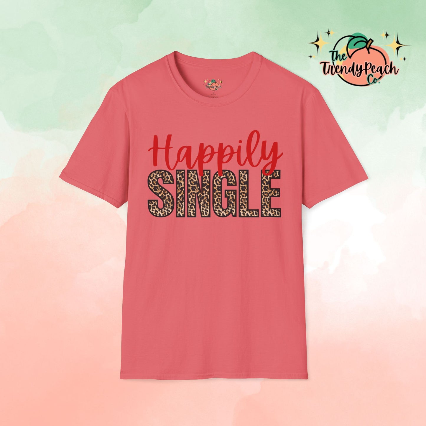 Happily Single Leopard Valentines Day Graphic Tee