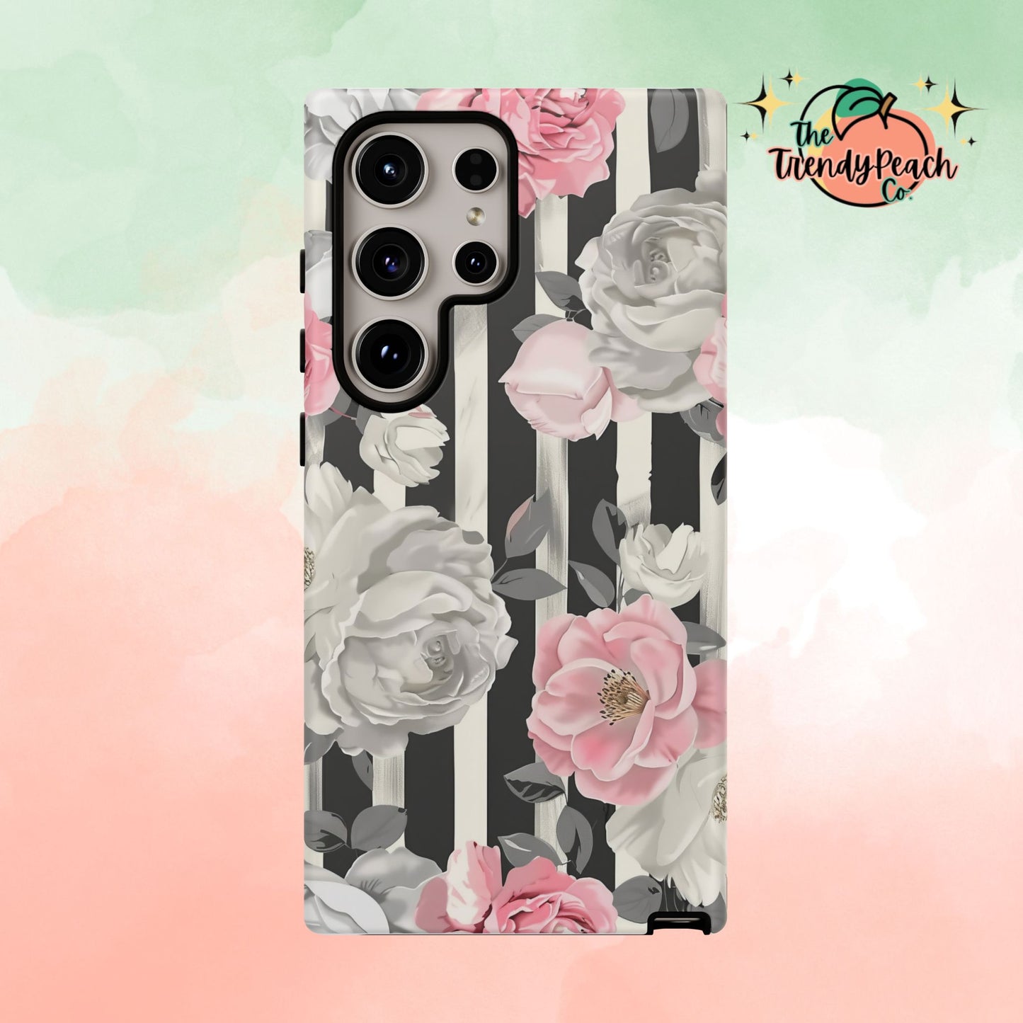 Stripes And Flowers Dual Layer Phone Case