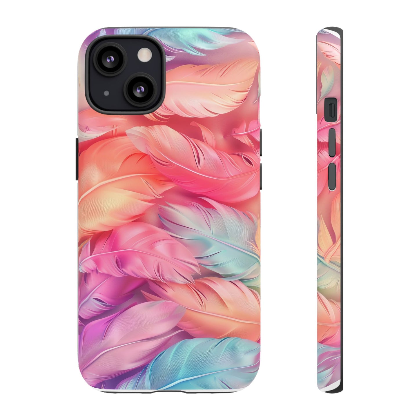 Rainbow Feather Dual Layer Phone Case