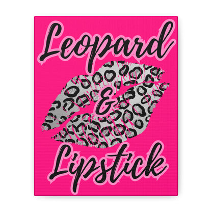 Pink Leopard & Lipstick Canvas Wall Art