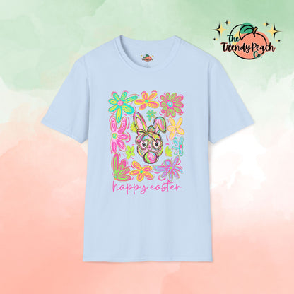 Retro Floral Trendy Bunny Easter Graphic Tee