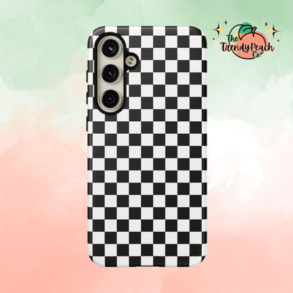 Black & White Checkered Dual Layer Phone Case