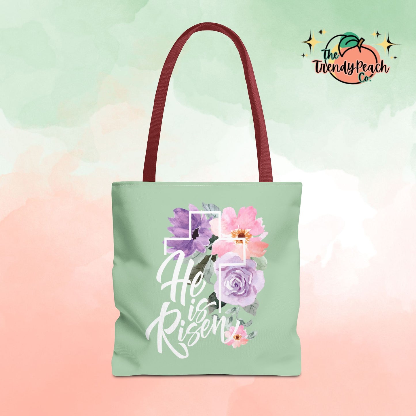 He is Risen Floral Cross Easter Tote Bag