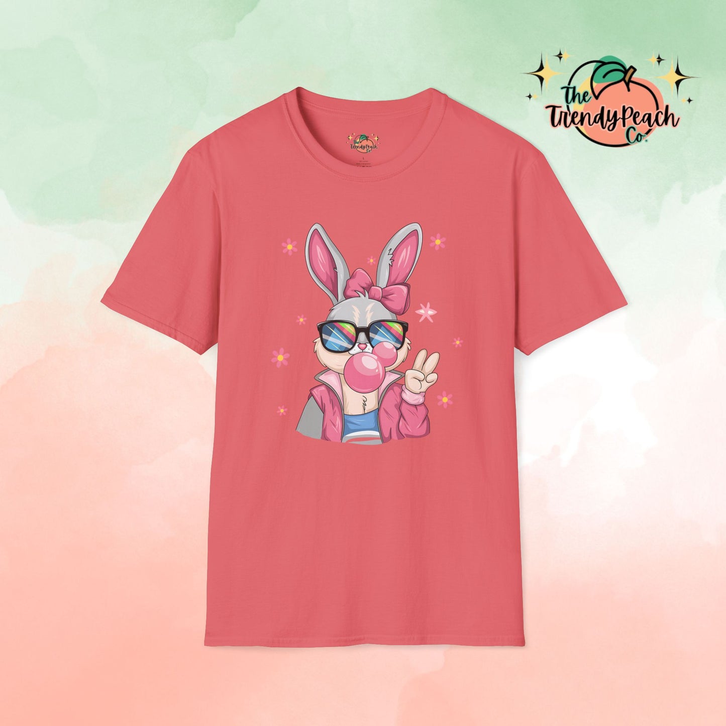 Retro Peace Bubblegum Bunny Easter Graphic Tee