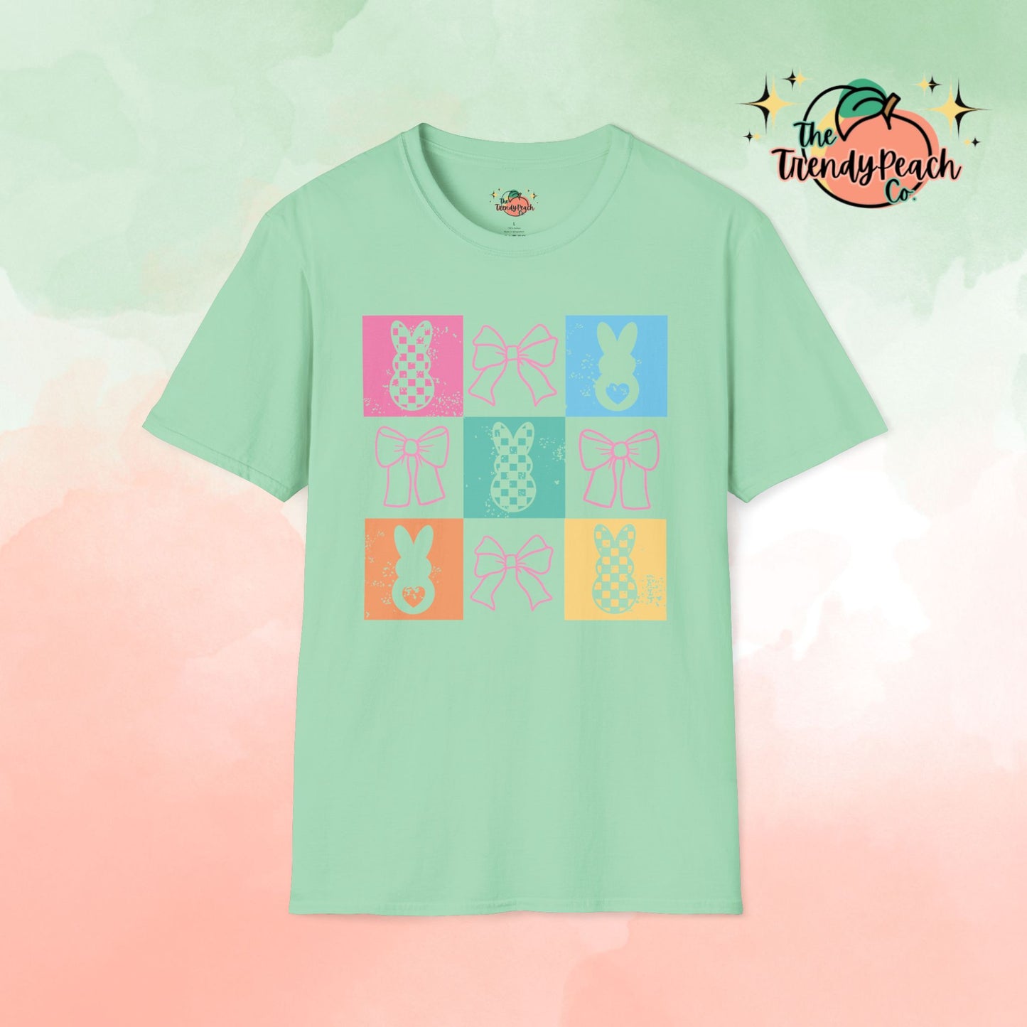 Retro Block Bows And Bunnies Easter Graphic Tee