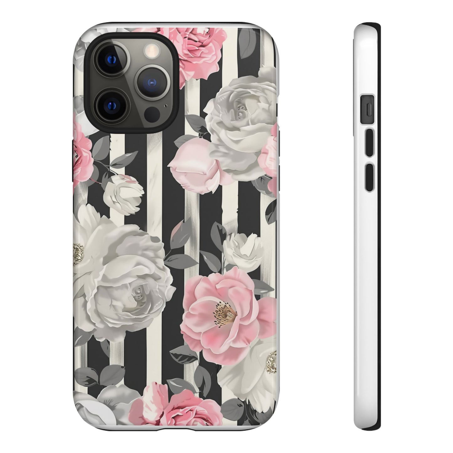 Stripes And Flowers Dual Layer Phone Case