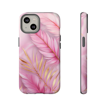 Pink And Gold Feather Dual Layer Phone Case