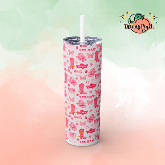 Pink Cowgirl 20z Tumbler with Straw