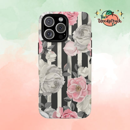 Stripes And Flowers Dual Layer Phone Case