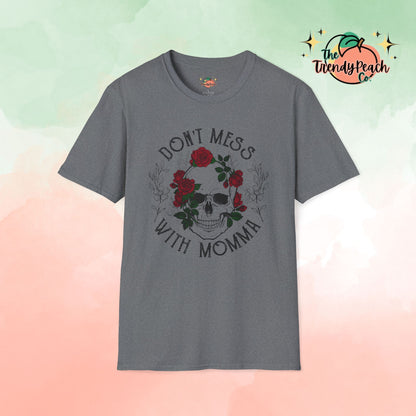 Don't Mess With Mama Floral Skull Graphic Tee