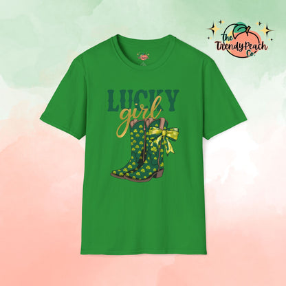 Lucky Girl Shamrock Boots St. Patrick's Day Graphic Tee