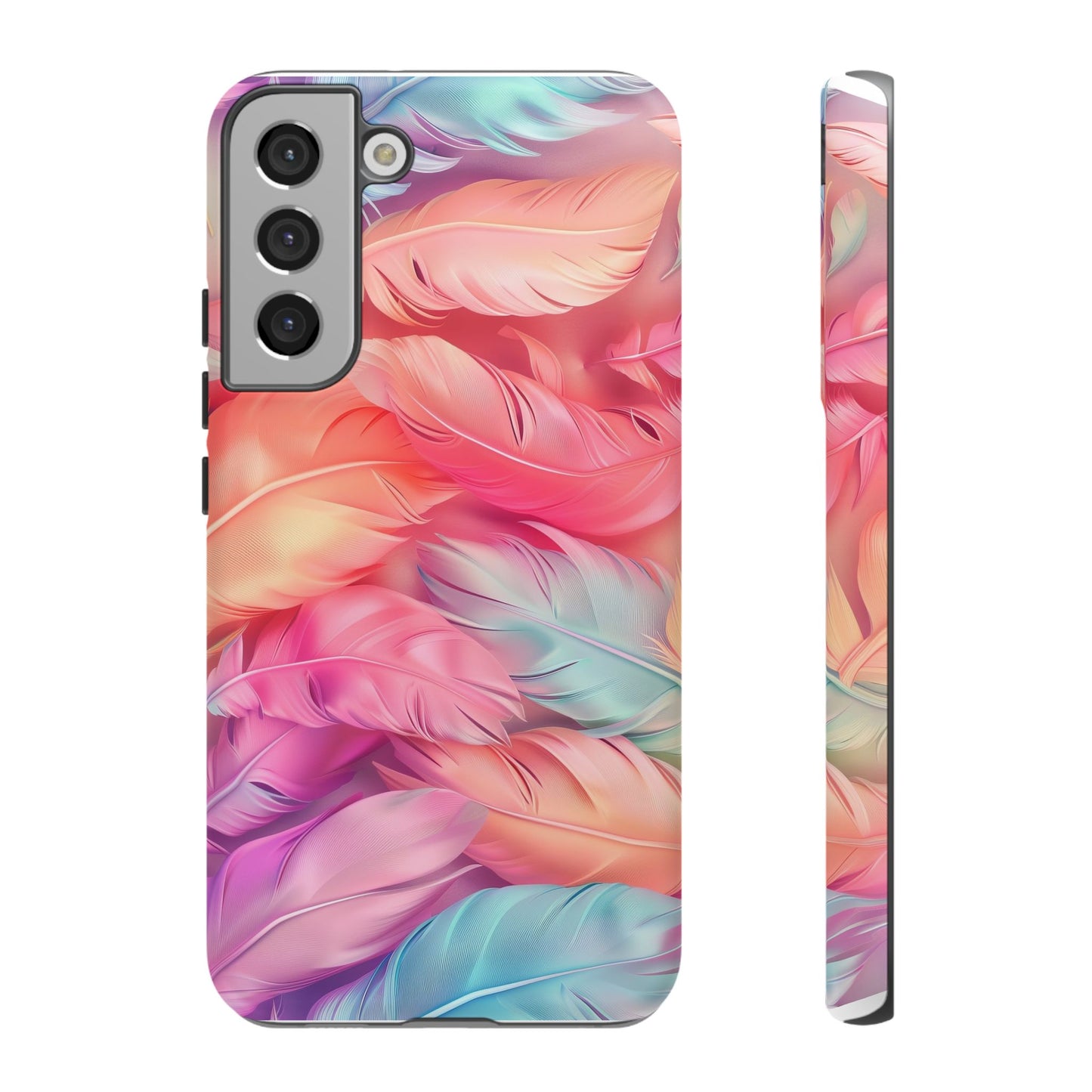 Rainbow Feather Dual Layer Phone Case