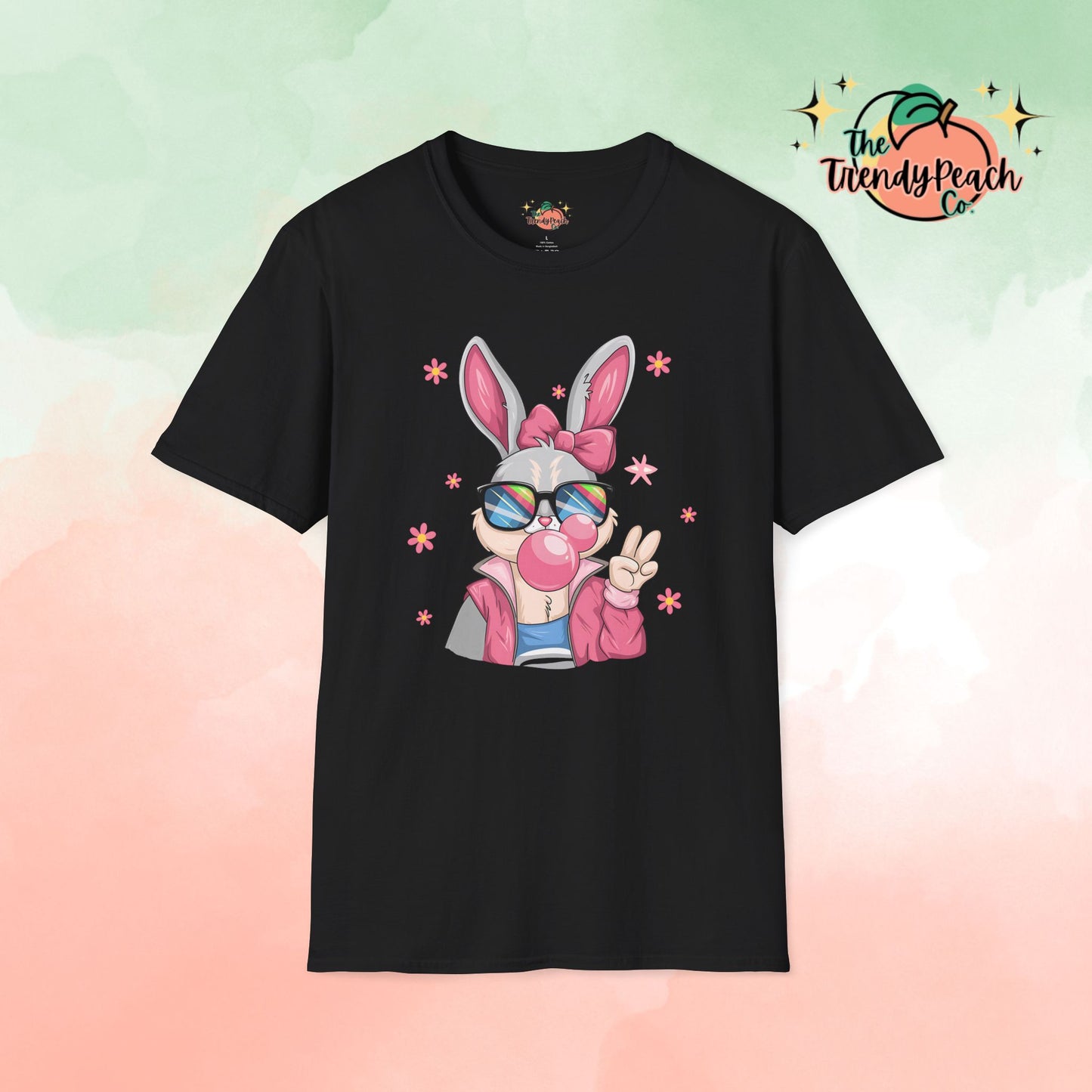 Retro Peace Bubblegum Bunny Easter Graphic Tee