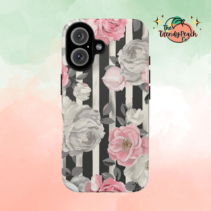 Stripes And Flowers Dual Layer Phone Case