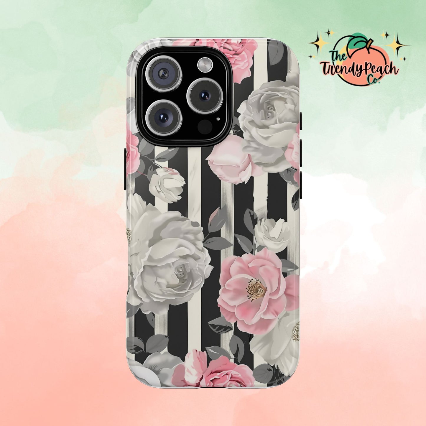 Stripes And Flowers Dual Layer Phone Case