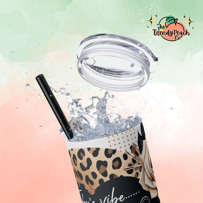 Coffee And Leopard Themed 20z Tumbler with Straw