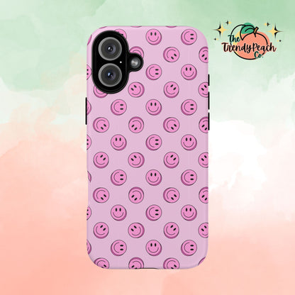 Pink Smiley Face Dual Layer Phone Case