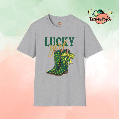 Lucky Girl Shamrock Boots St. Patrick's Day Graphic Tee