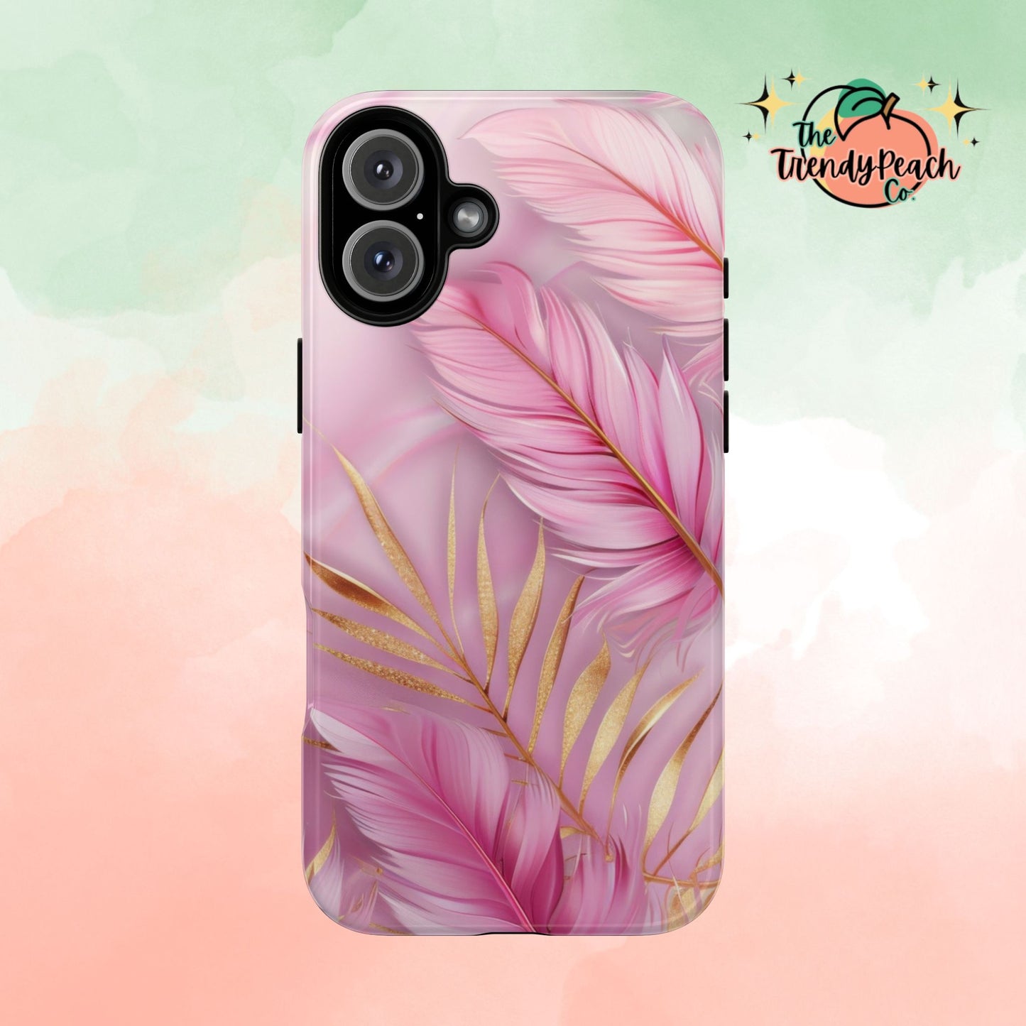 Pink And Gold Feather Dual Layer Phone Case