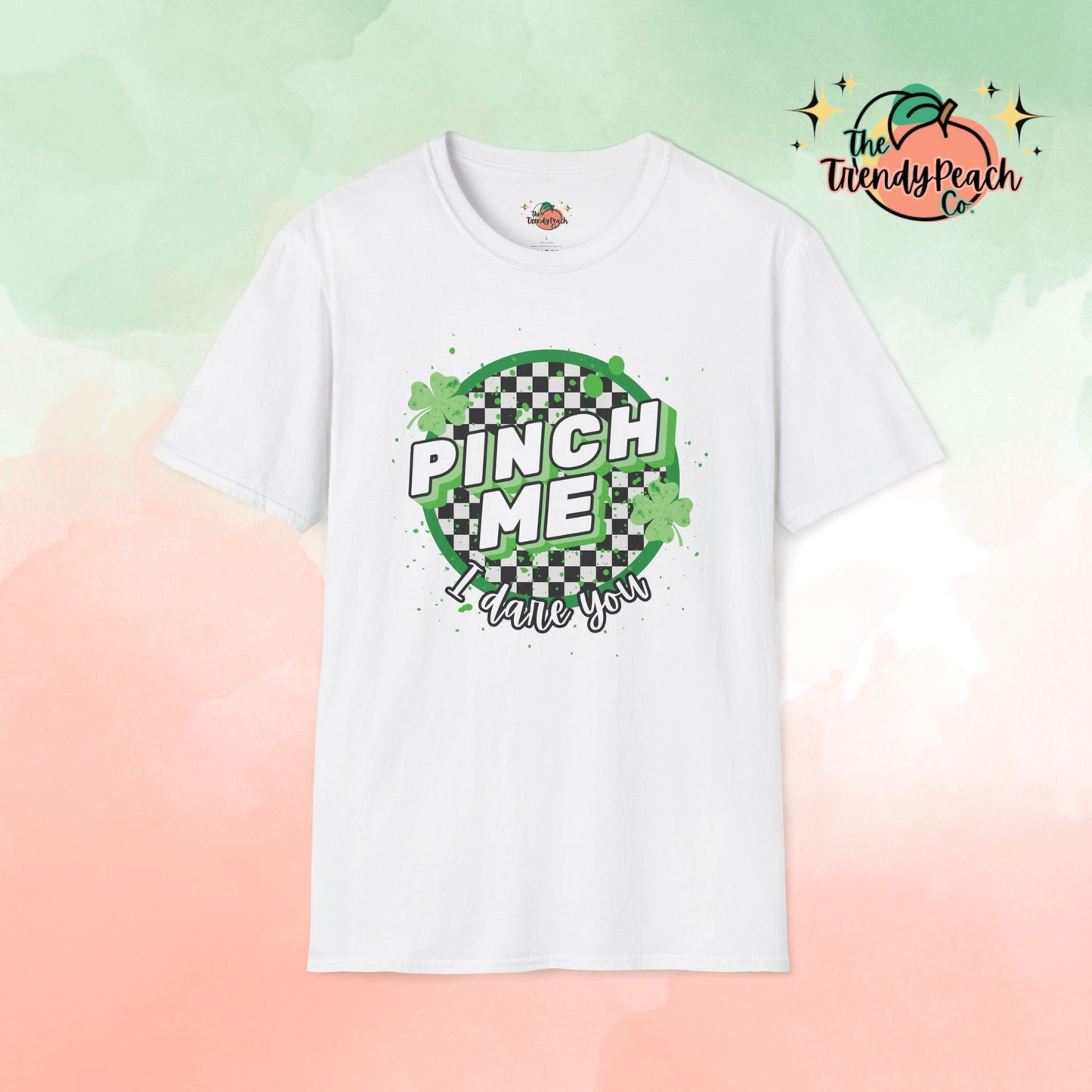 Pinch Me I Dare You Checkered Paint Splatter St. Patrick's Day Graphic Tee