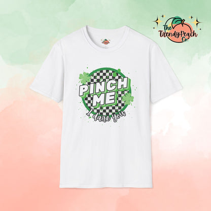 Pinch Me I Dare You Checkered Paint Splatter St. Patrick's Day Graphic Tee