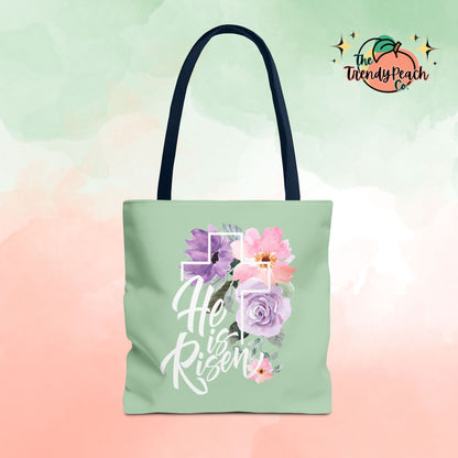 He is Risen Floral Cross Easter Tote Bag