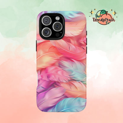 Rainbow Feather Dual Layer Phone Case