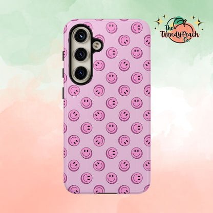 Pink Smiley Face Dual Layer Phone Case