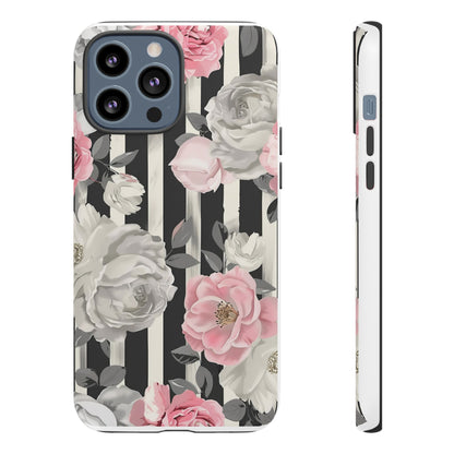 Stripes And Flowers Dual Layer Phone Case