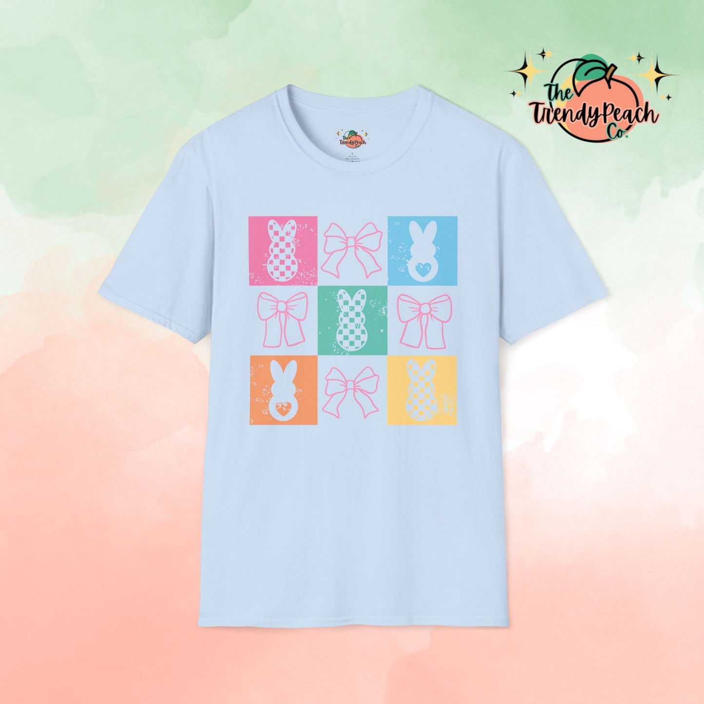 Retro Block Bows And Bunnies Easter Graphic Tee