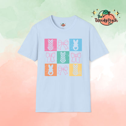 Retro Block Bows And Bunnies Easter Graphic Tee