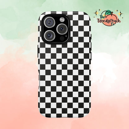 Black & White Checkered Dual Layer Phone Case