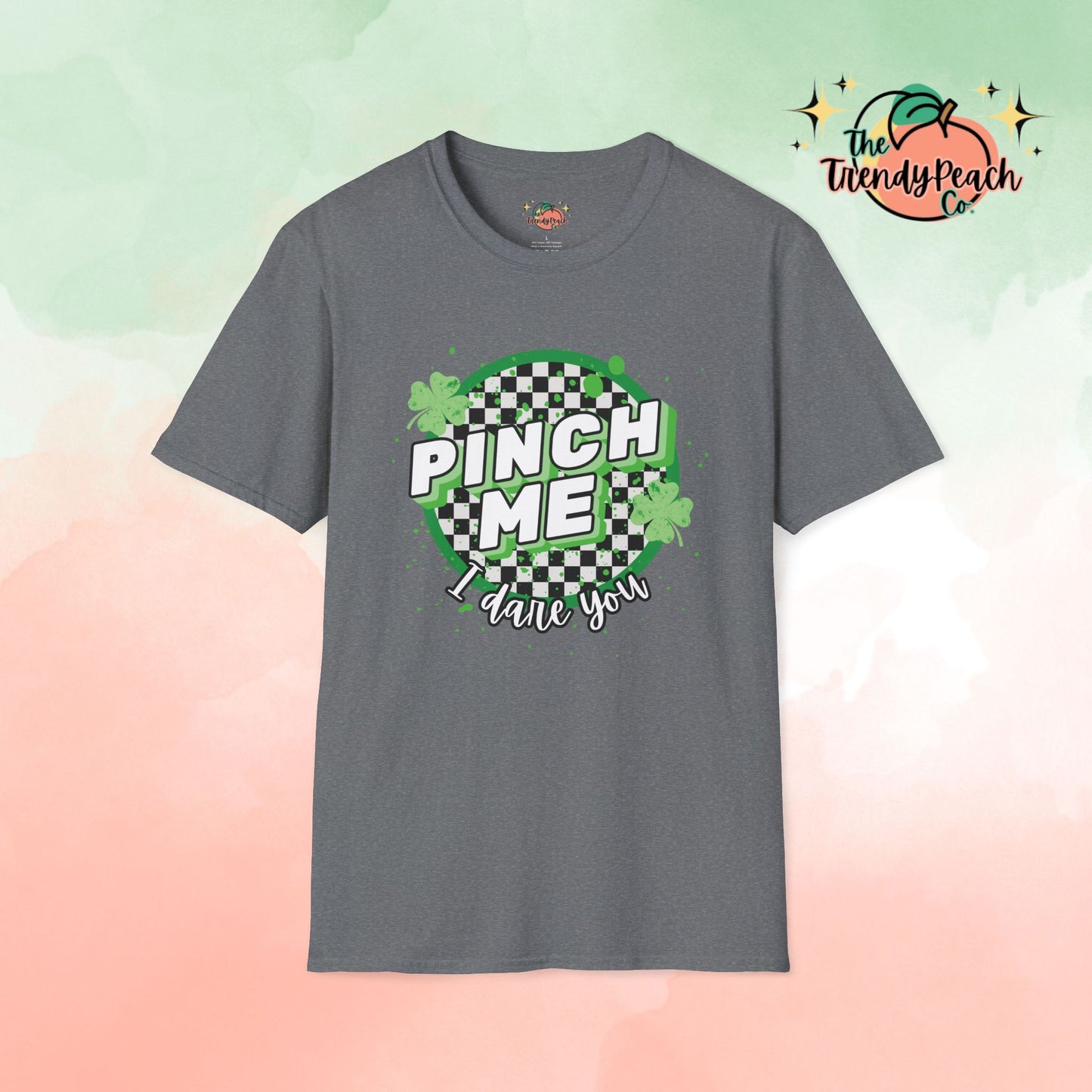 Pinch Me I Dare You Checkered Paint Splatter St. Patrick's Day Graphic Tee