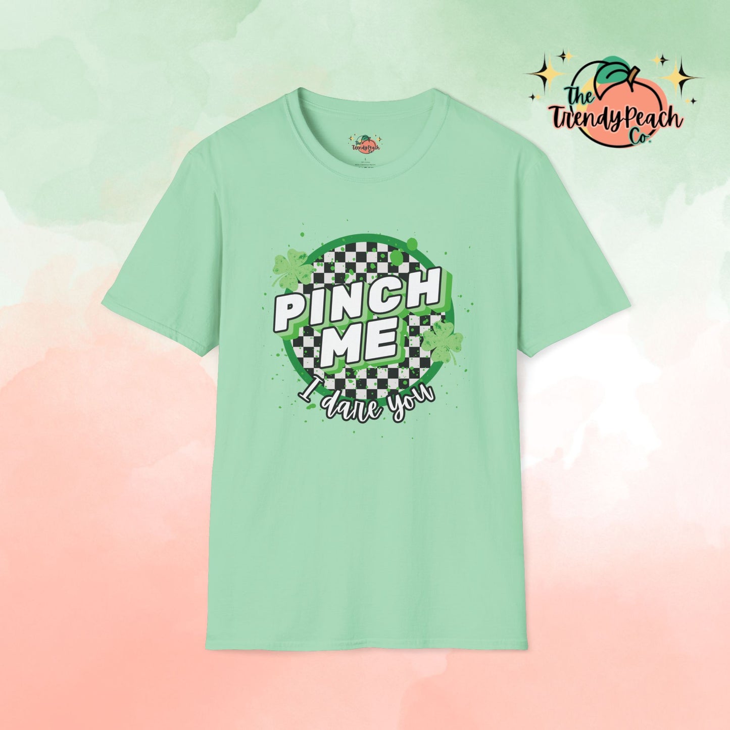 Pinch Me I Dare You Checkered Paint Splatter St. Patrick's Day Graphic Tee