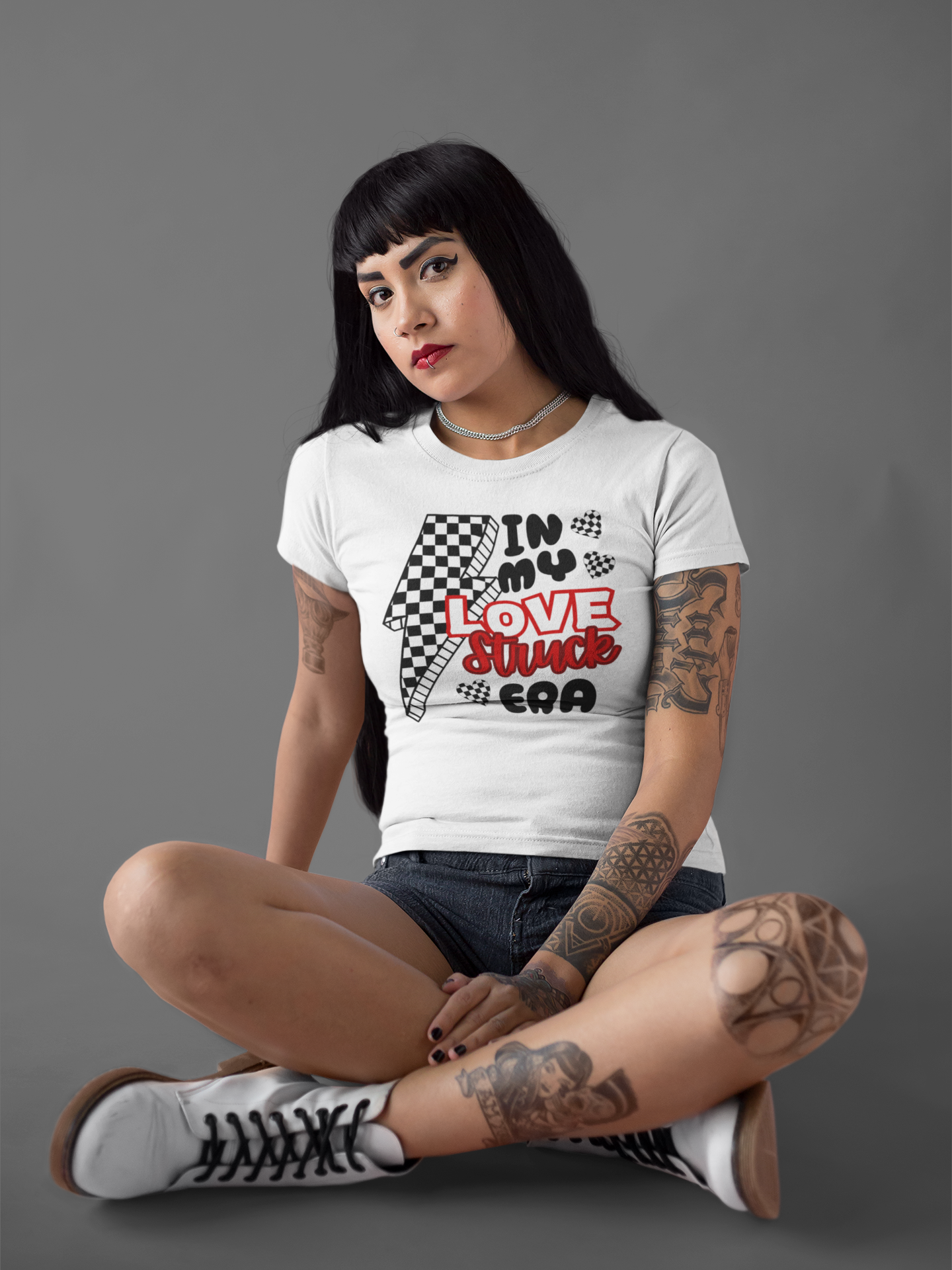 Love Struck Checkered Valentines Day Graphic Tee