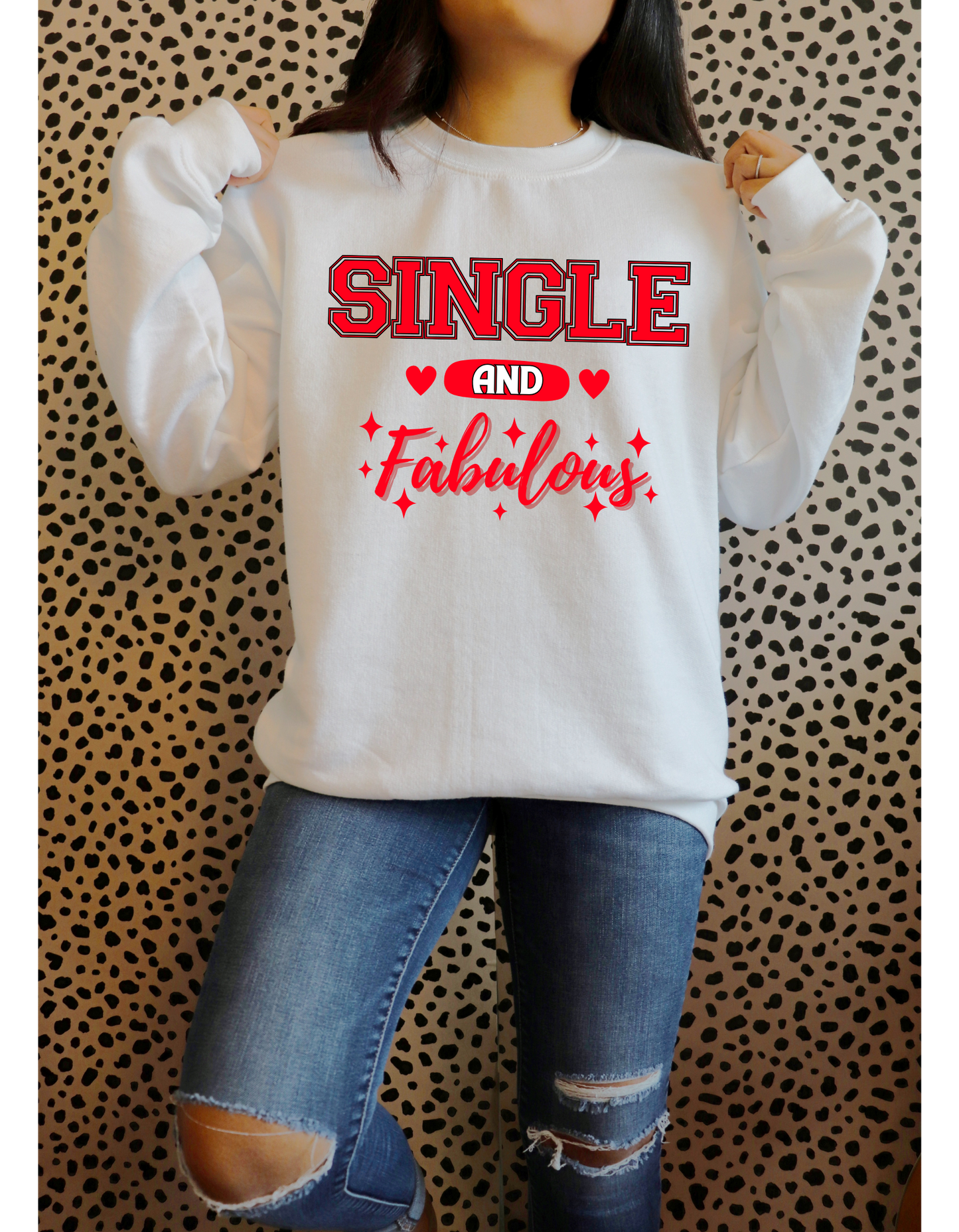 Red Single & Fabulous Graphic Crewneck Sweatshirt