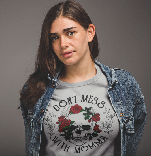 Don't Mess With Mama Floral Skull Graphic Tee