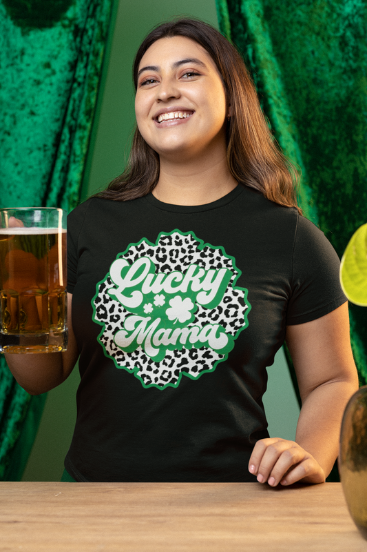 Leopard Lucky Mama St. Patrick's Day Graphic Tee