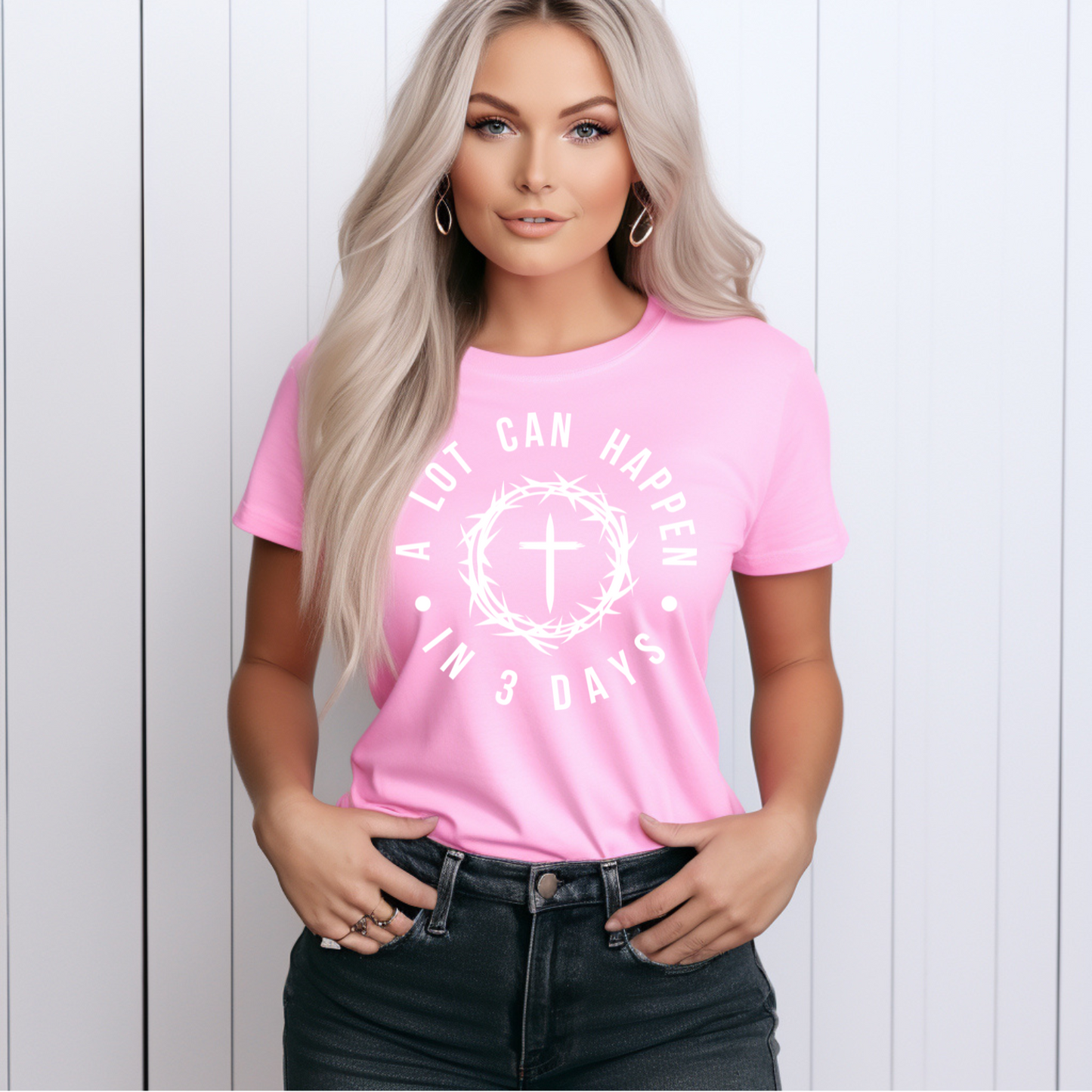 A Lot Can Happen In 3 Days Easter Graphic Tee