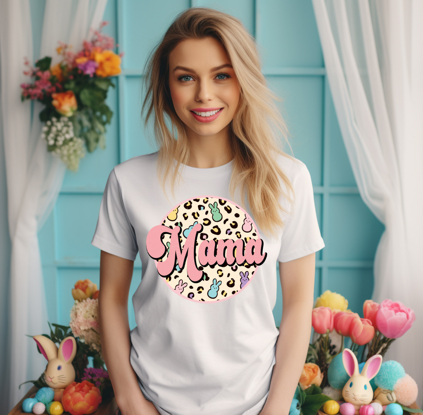 Leopard & Peeps Mama Easter Graphic Tee