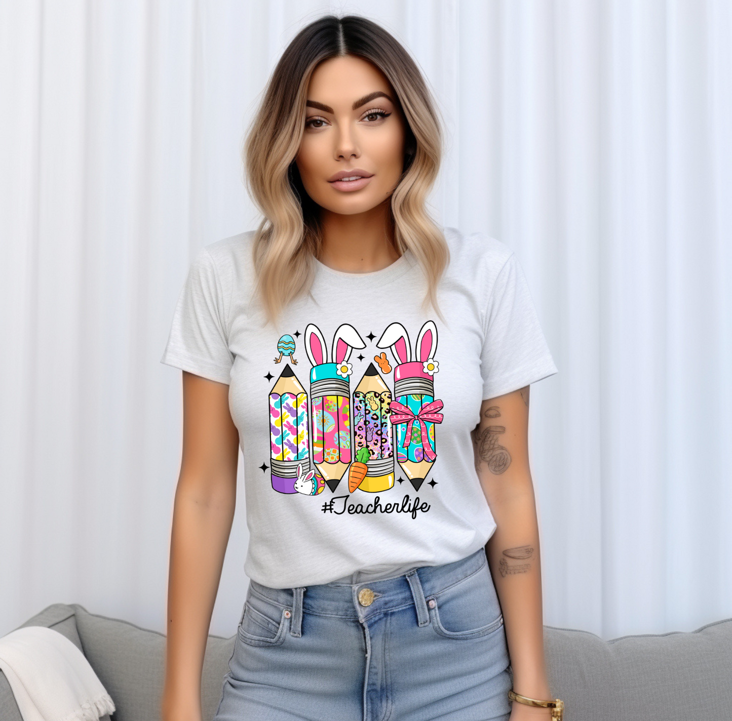 Easter Pencils Teacher Life Easter Graphic Tee