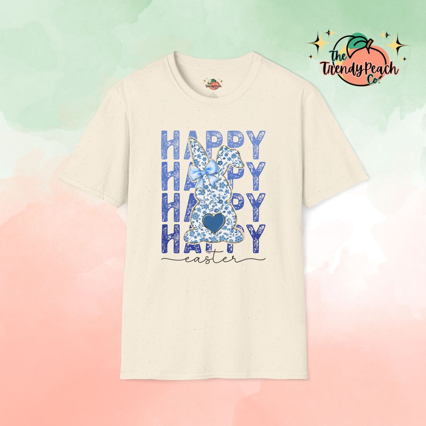 Happy Easter Vintage Blue Floral Easter Graphic Tee