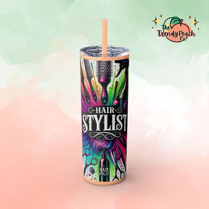 Rainbow Hairstylist Themed 20z Tumbler with Straw