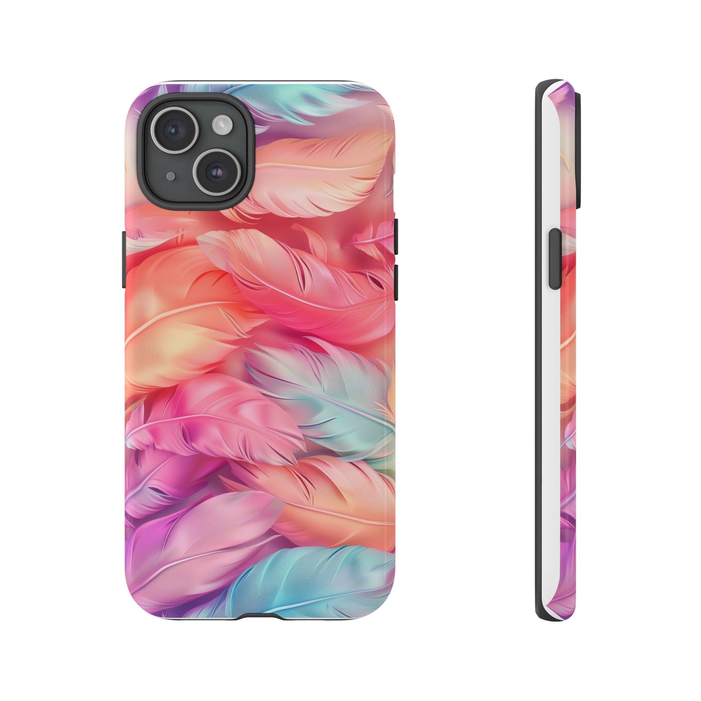 Rainbow Feather Dual Layer Phone Case