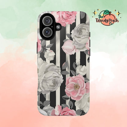 Stripes And Flowers Dual Layer Phone Case