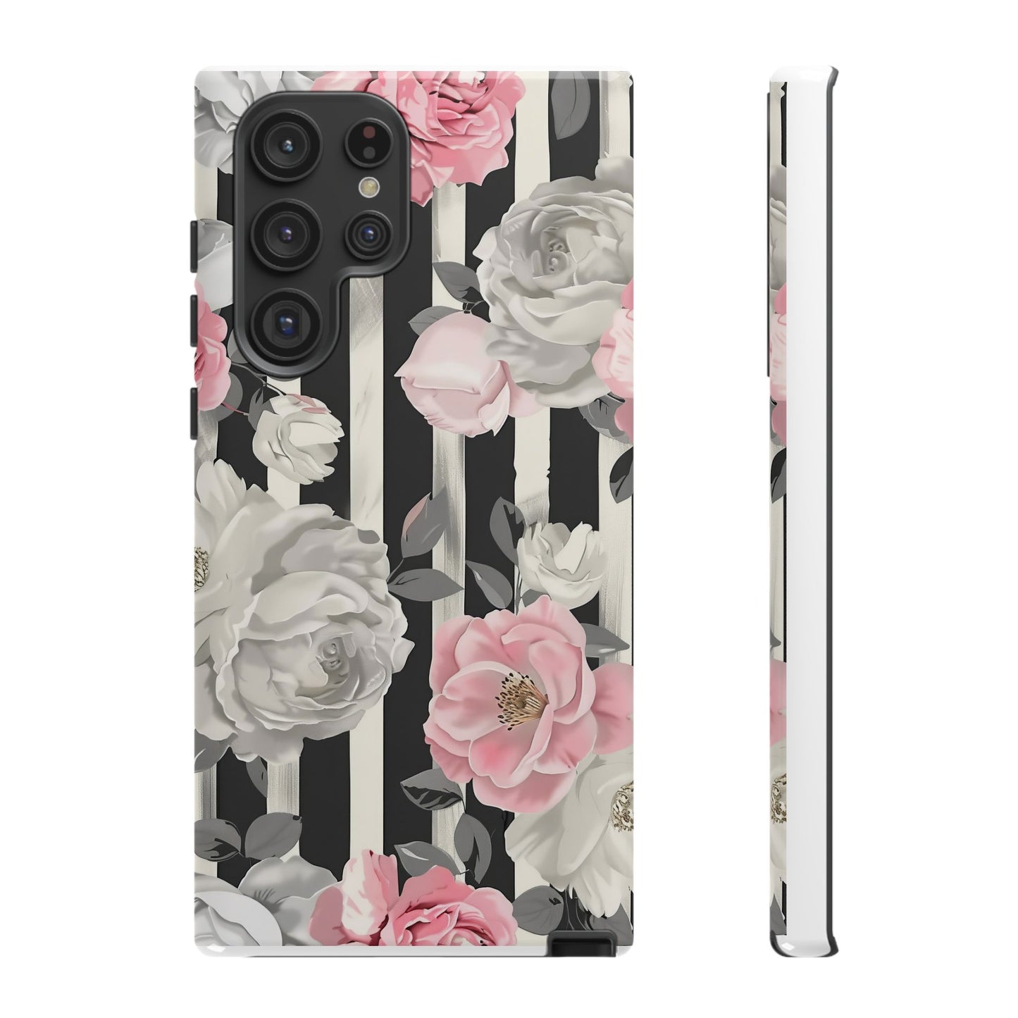 Stripes And Flowers Dual Layer Phone Case