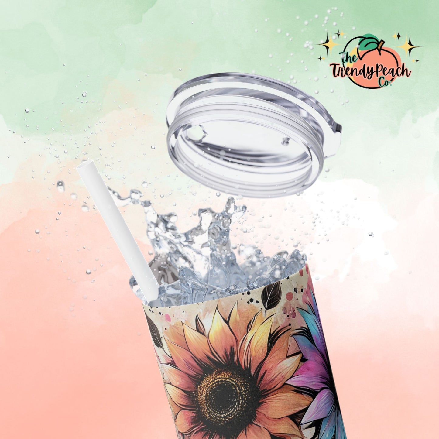 Let Them Multicolor Sunflower 20z Tumbler with Straw