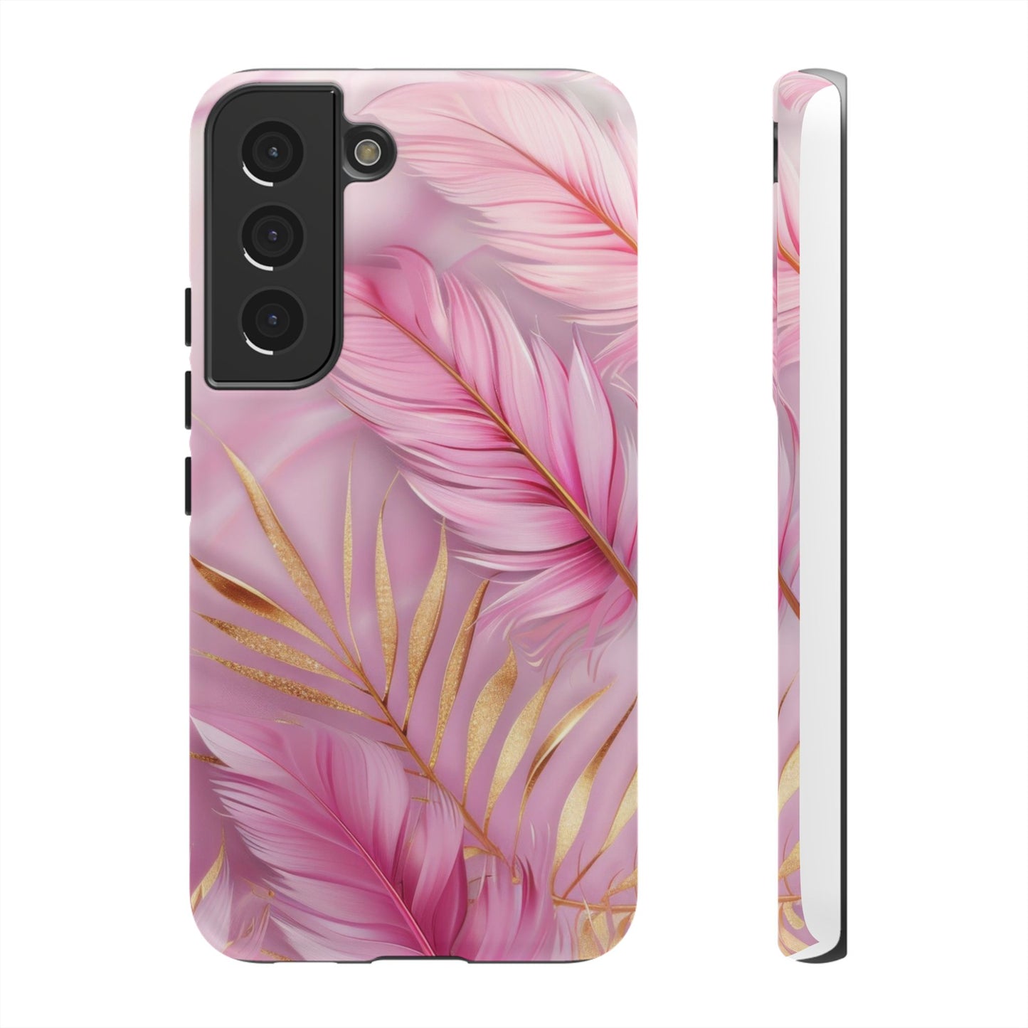 Pink And Gold Feather Dual Layer Phone Case