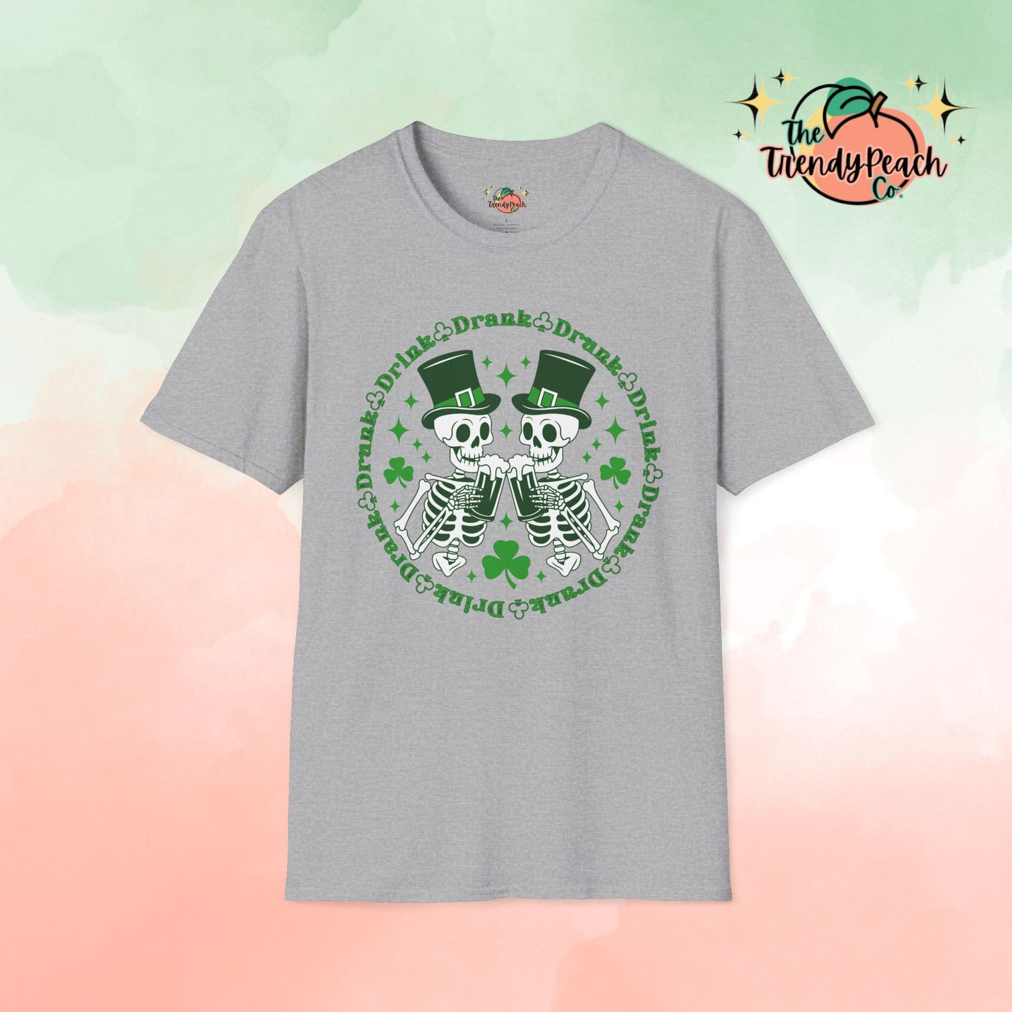 Drink Drank Drunk Cheering Skeletons St. Patrick's Day Graphic Tee