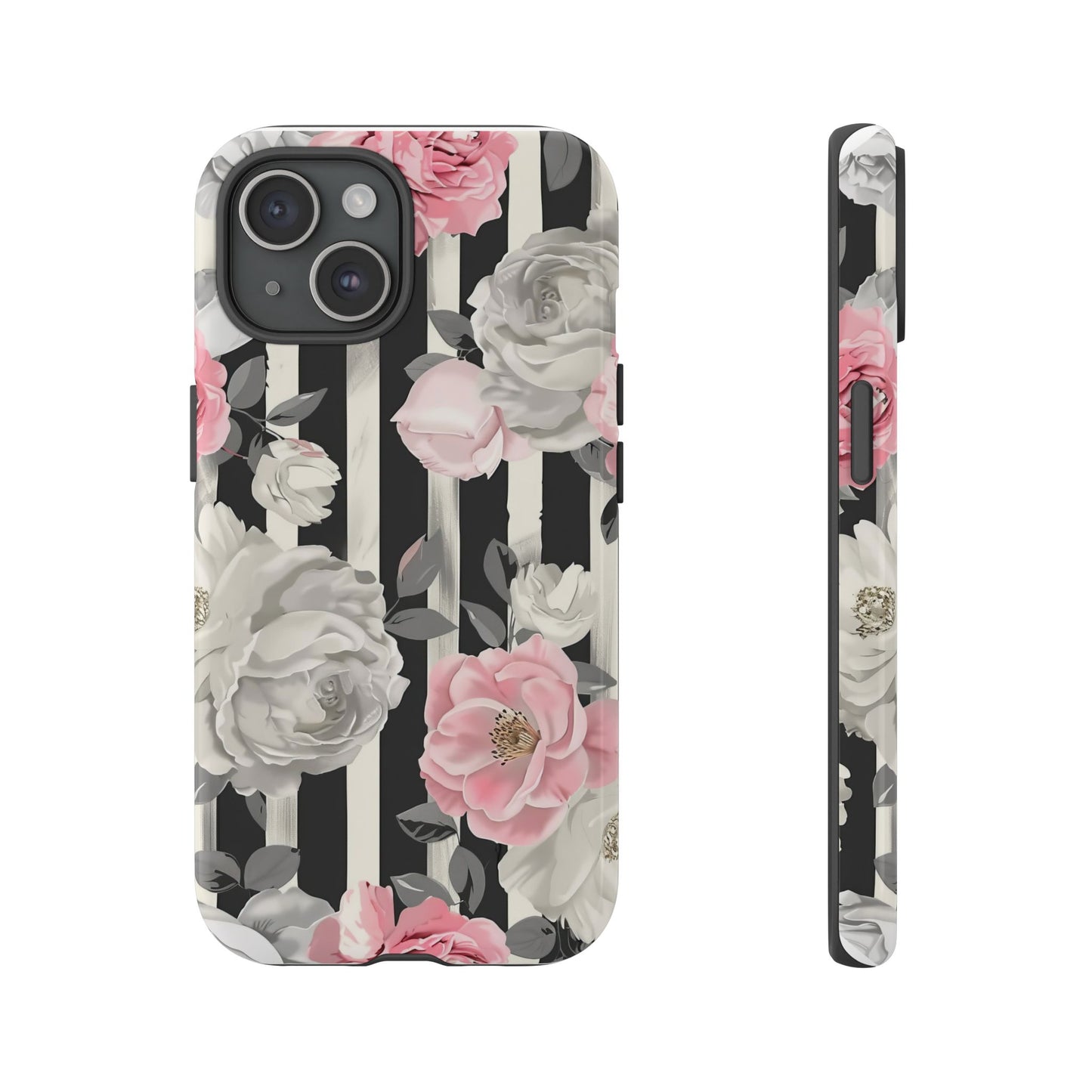 Stripes And Flowers Dual Layer Phone Case